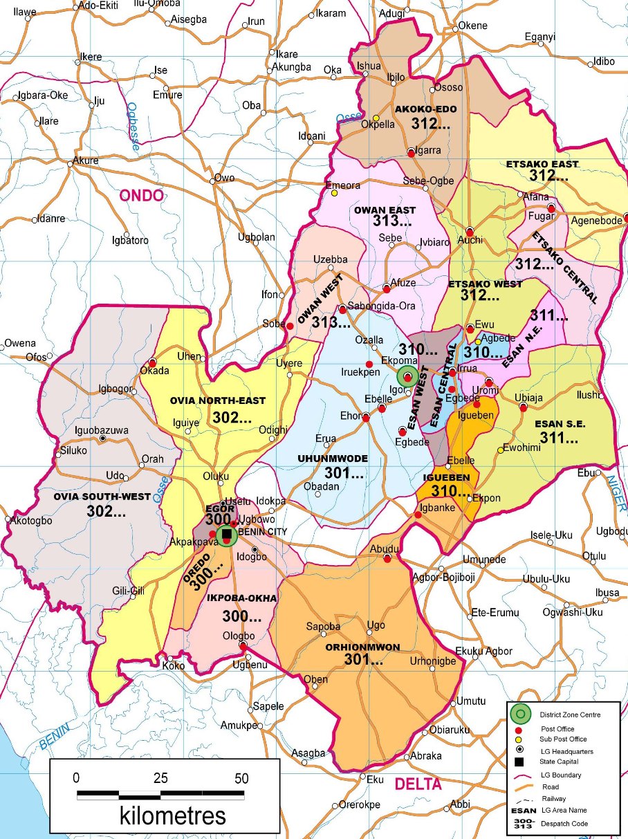 Edo State Zip Code Map