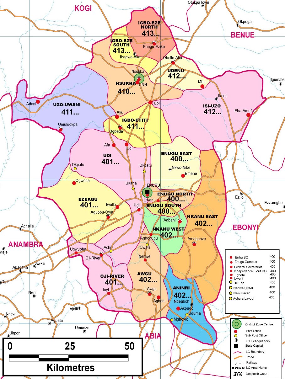 Enugu State Zip Code Map