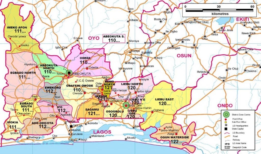 Ogun State Zip Code Map 6984