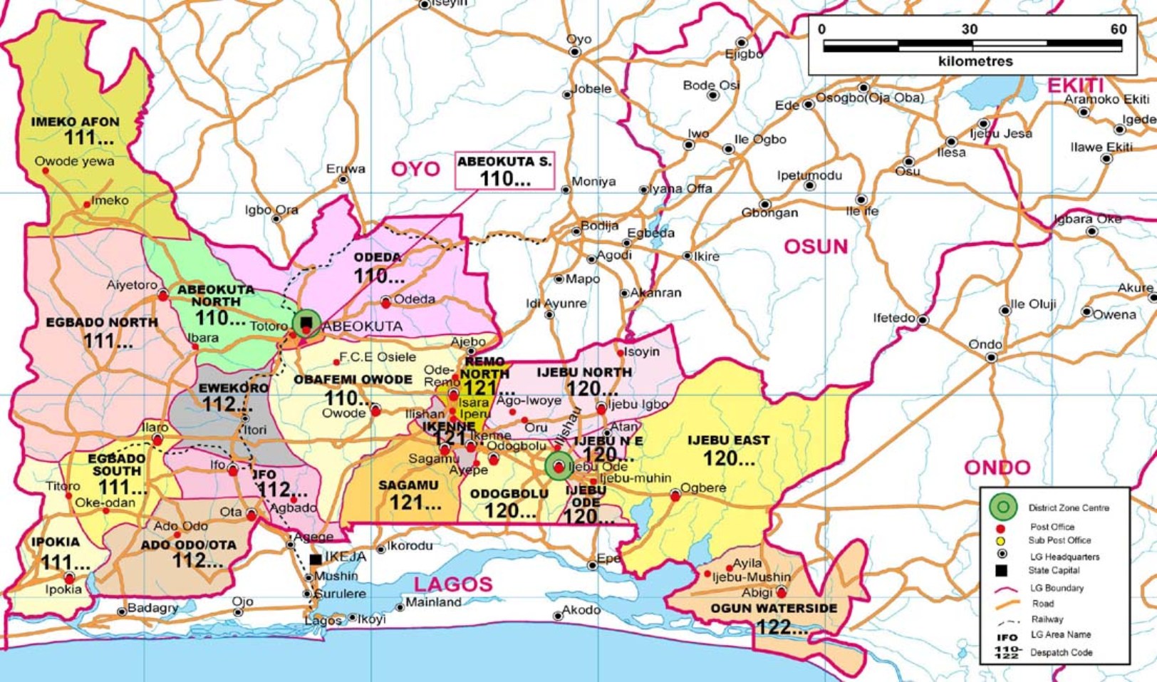Ogun State Zip Code Map