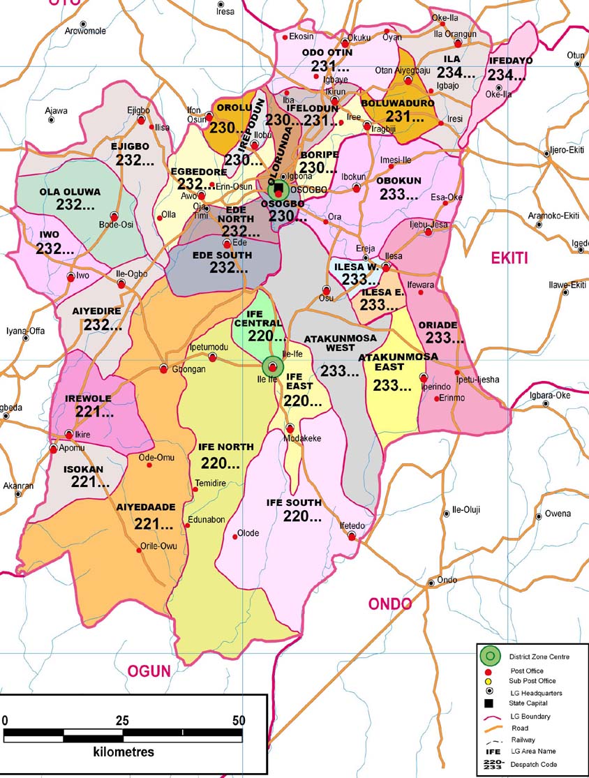 Osun State Zip Code Map