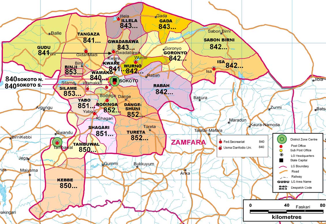 Sokoto State Zip Code Map