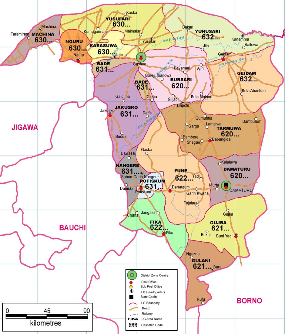 Yobe State Zip Code Map