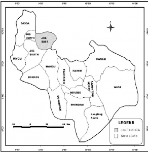 Map Of Plateau State Showing Jos East Lga Source Gis Lab Unijos Nigeria Zip Codes